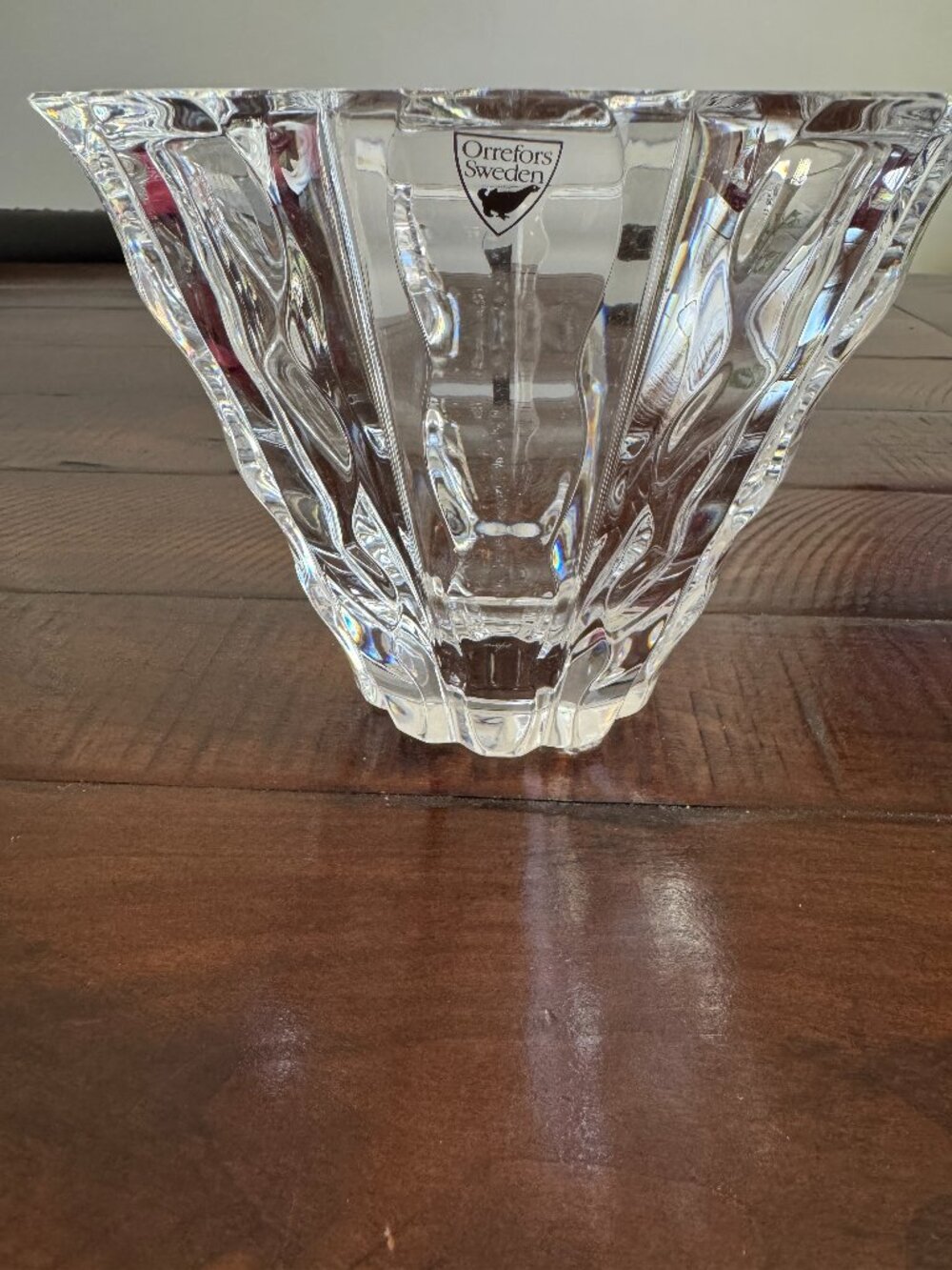 Orrefors Waterfall Crystal Waves 7" Wide Vase